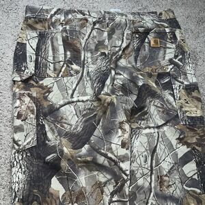 Vintage Realtree Camo Carhartt Canvas Cargo Jean Dungaree Fit Pants 44x30